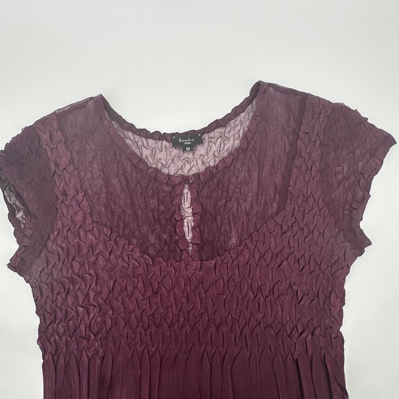 Komarov Womens M Midi Dress Semi Sheer Cocktail Dark‎ Romantic Whimsigoth Purple - Picture 4 of 9